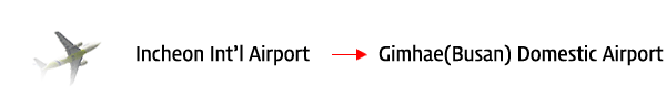 from Incheon International Airport to Gimhae(Busan) Domestic Airport
